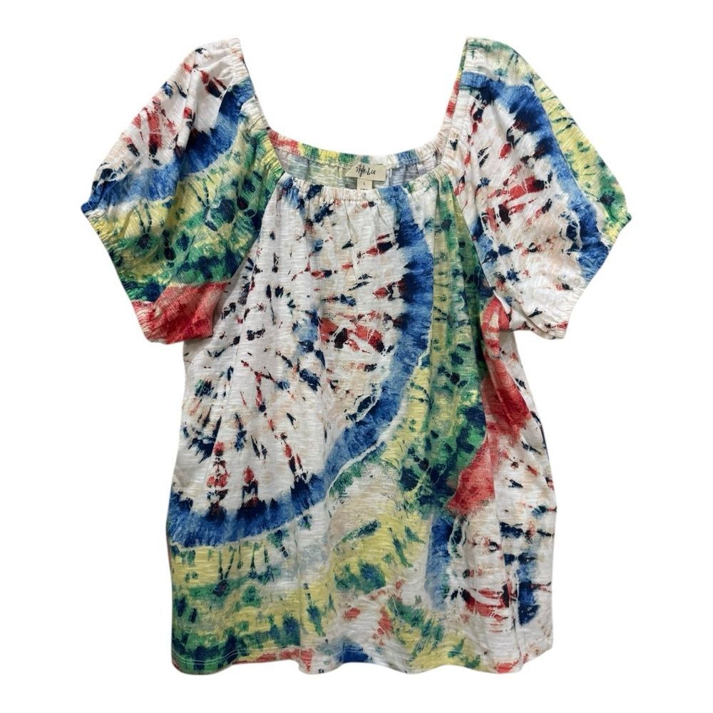 Style & Co. Multicolor Tie-Dye Blouse Large L